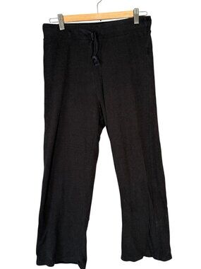 Rowe Black Wide Leg Crop Pants Modal Cotton Casual Waffle Knit M